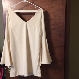 Lulus size large- cream- flared sleeve -v neck